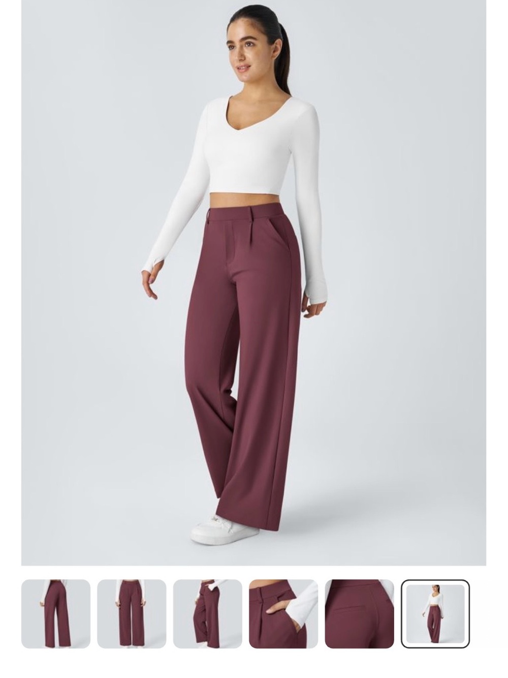 High-Rise Wide-Leg Pants in Plum
